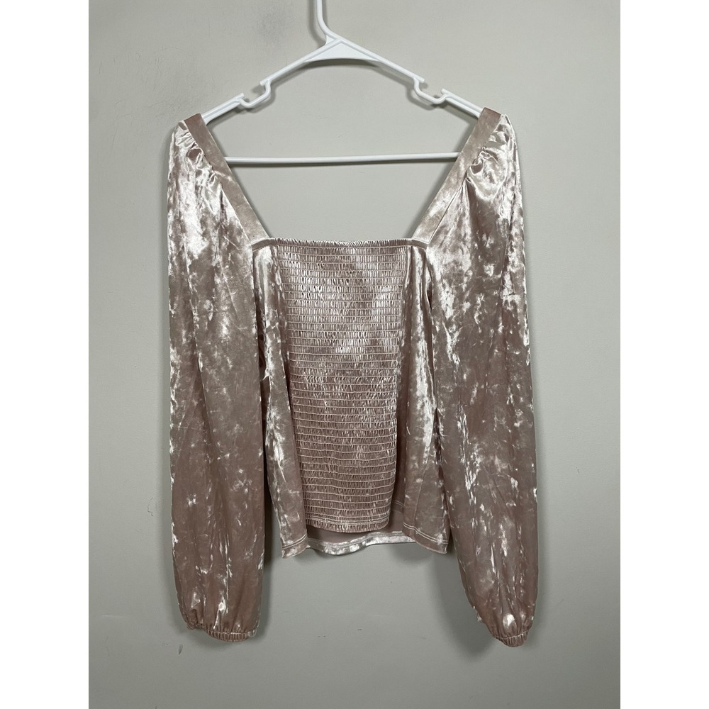 Anthropologie Jessima Velvet Top in Neutral Champagne Size Medium - Picture 5 of 9